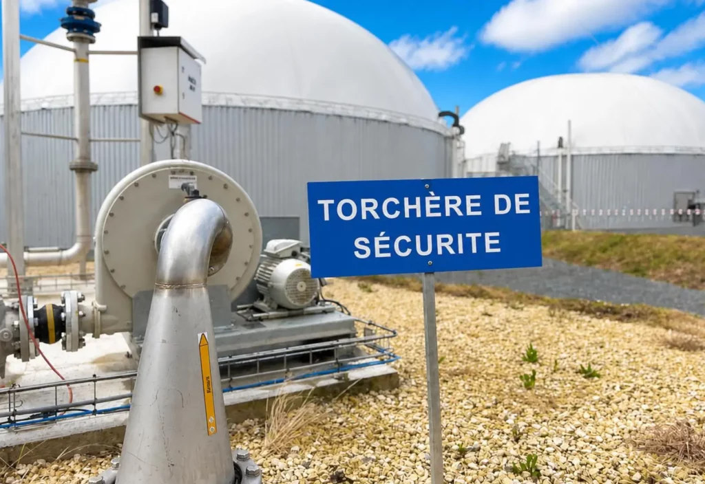 Torchère de sécurité sur une unité de méthanisation